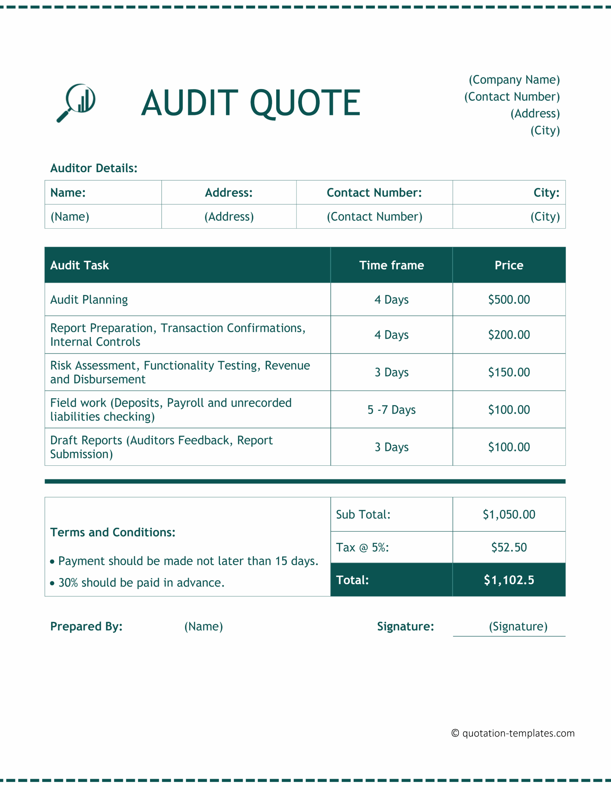 Audit Quote Template - BLU