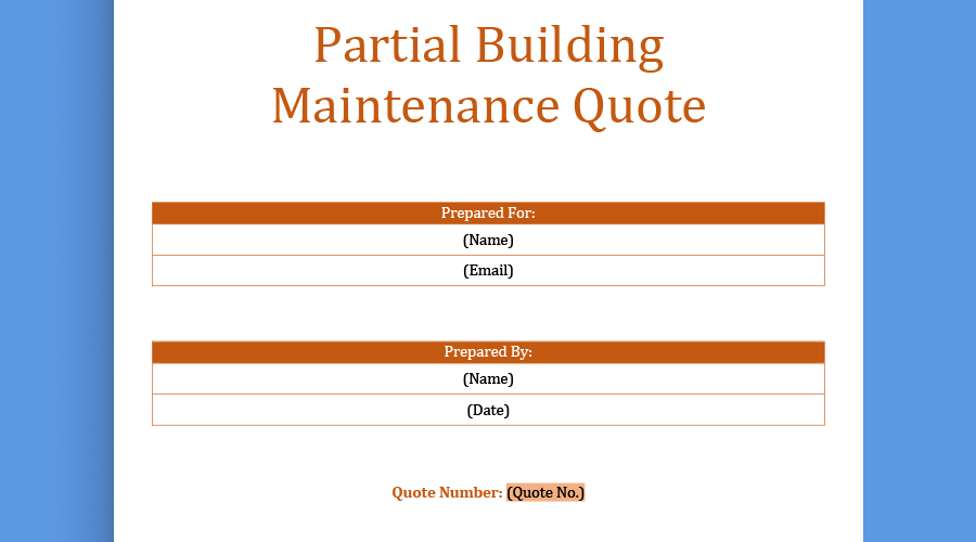 Building Maintenance Quote Template - MsWord