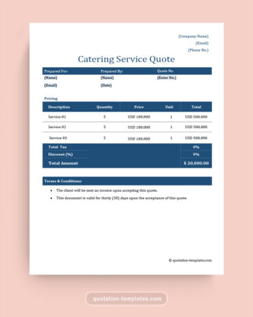 Catering Service Quote Template - MS Word