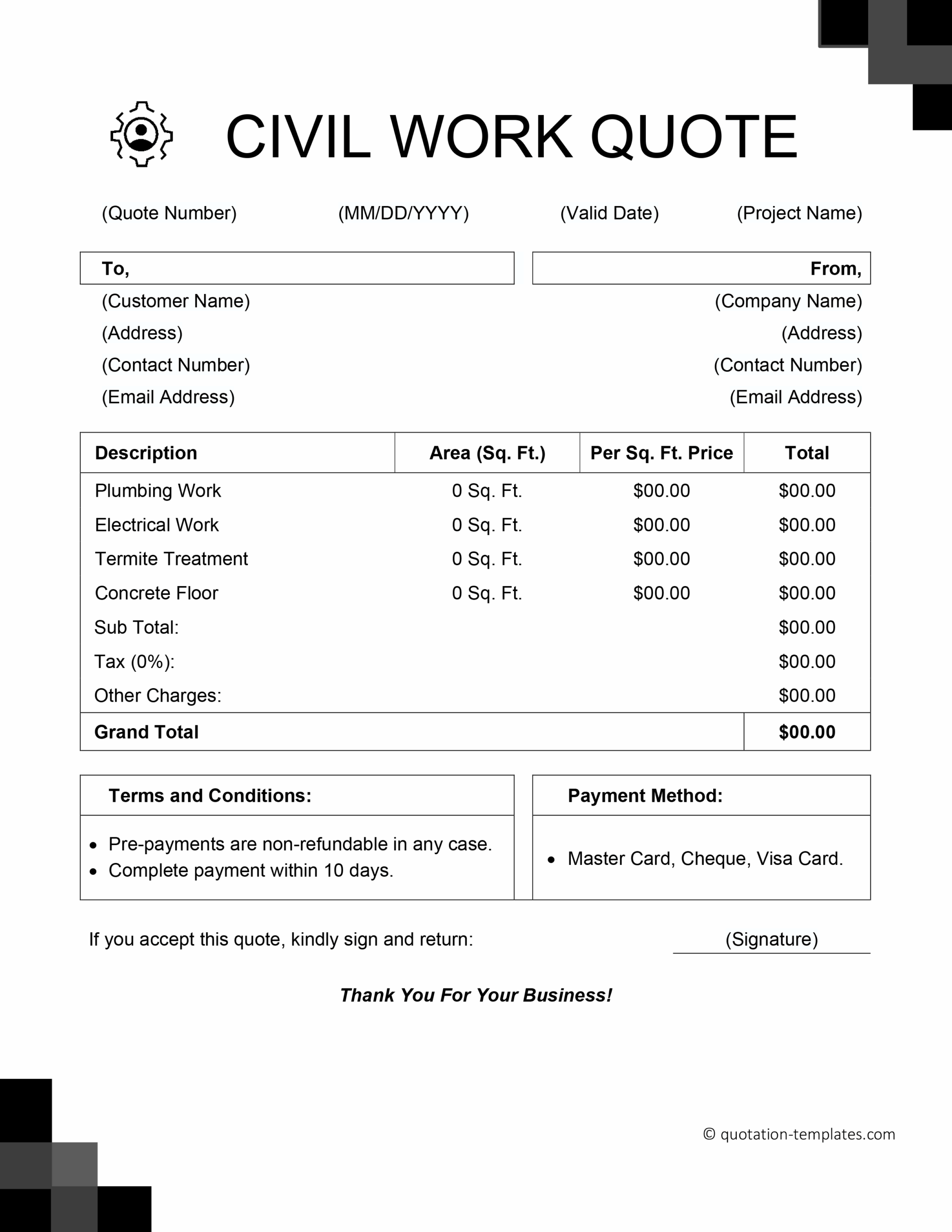 Civil Work Quote Template - BLK