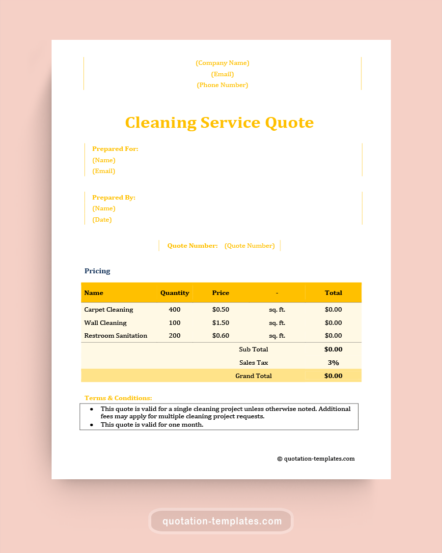 Cleaning Services Quote Template - MSWord