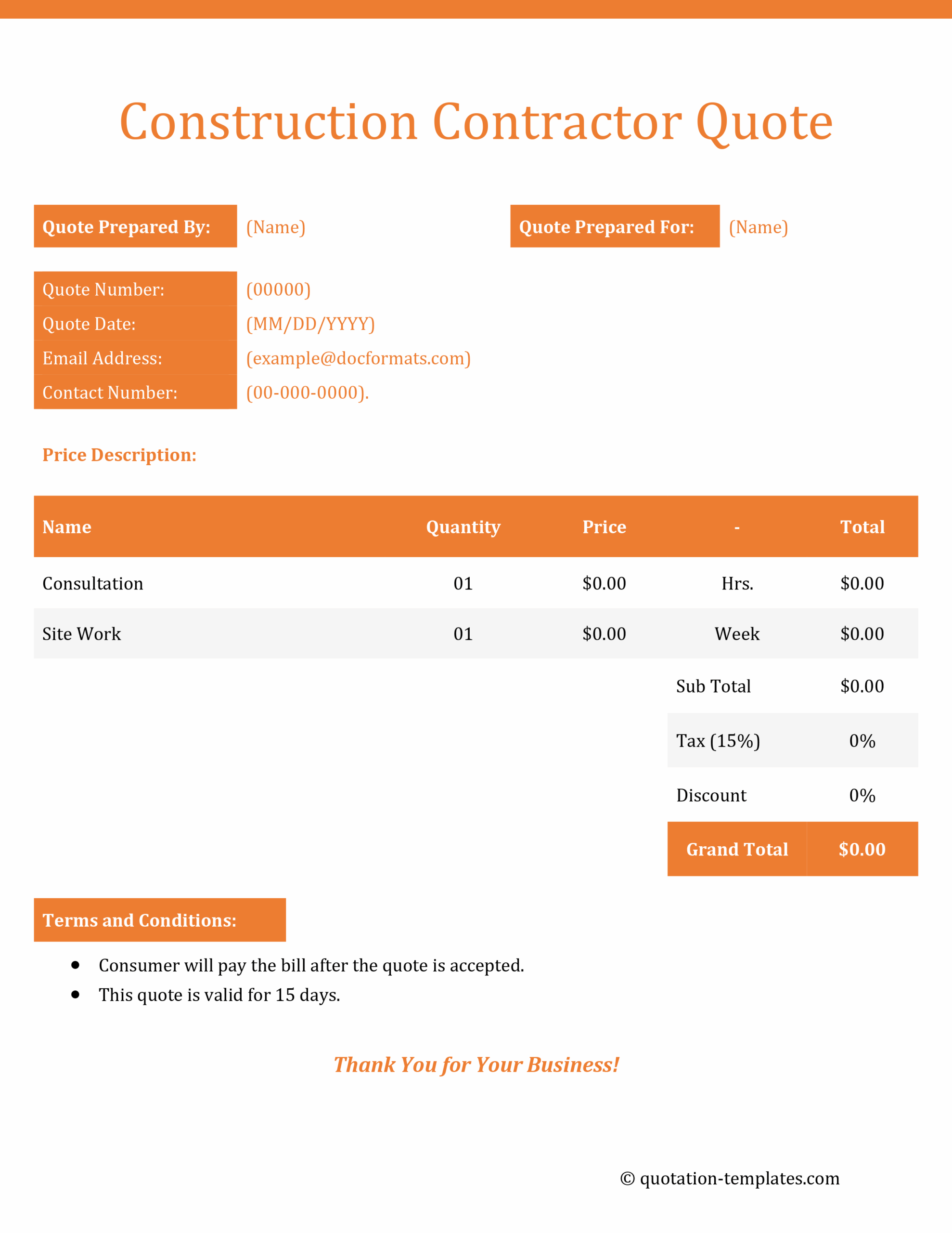 Construction Contractor Quote Template - ORG