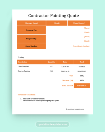 Contractor Painting Quote Template - MSWord
