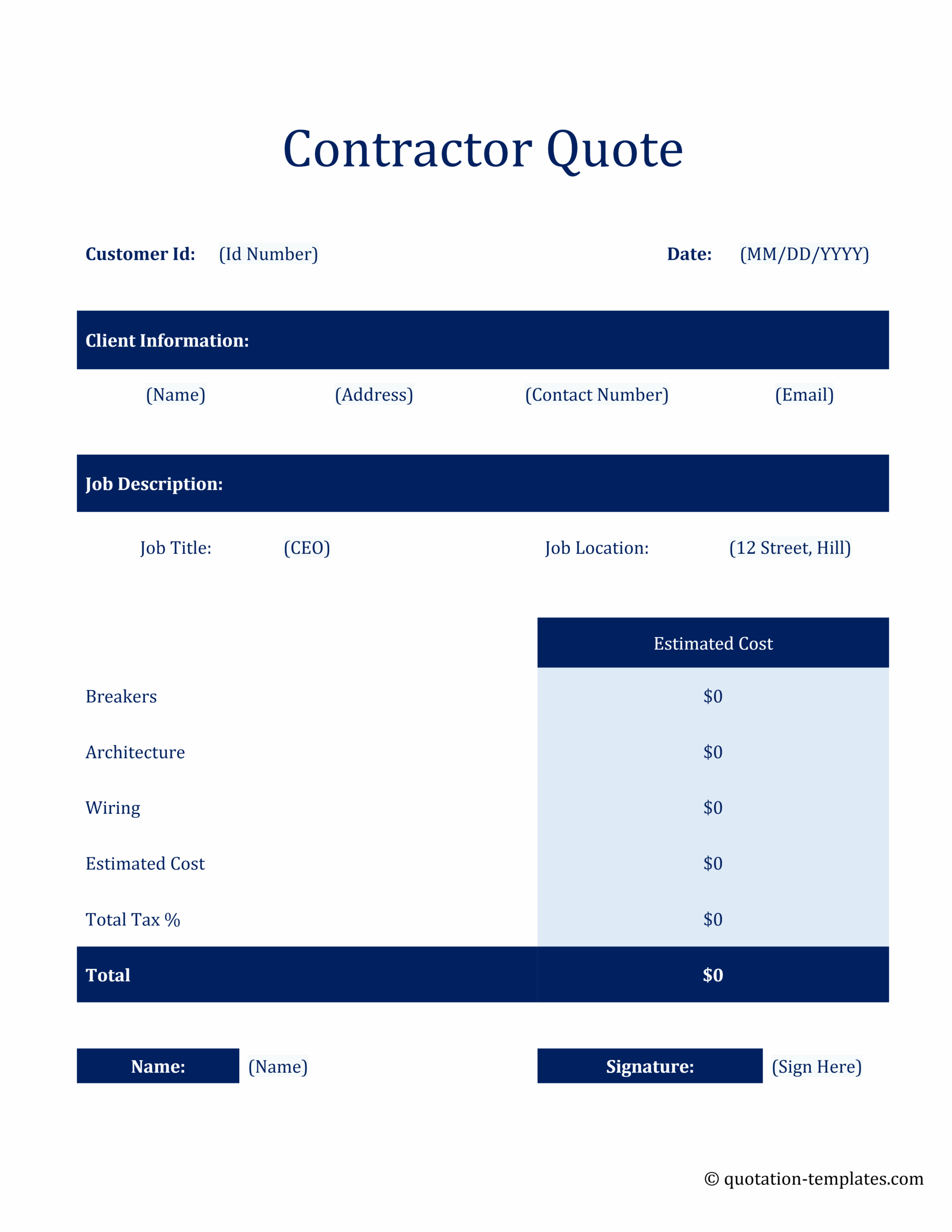 Contractor Quote - BLU