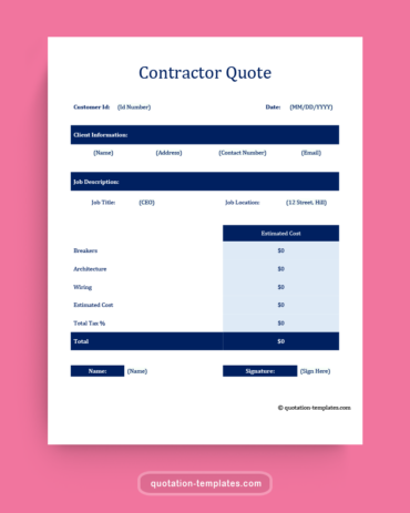 Contractor Quote Template - MSWord