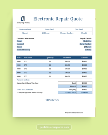 Electronic-Repair-Quote-Word