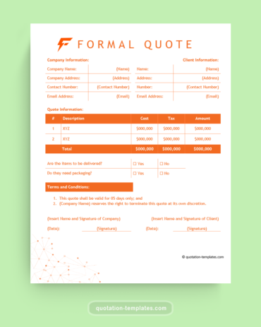 Formal Quote Template - MSWord