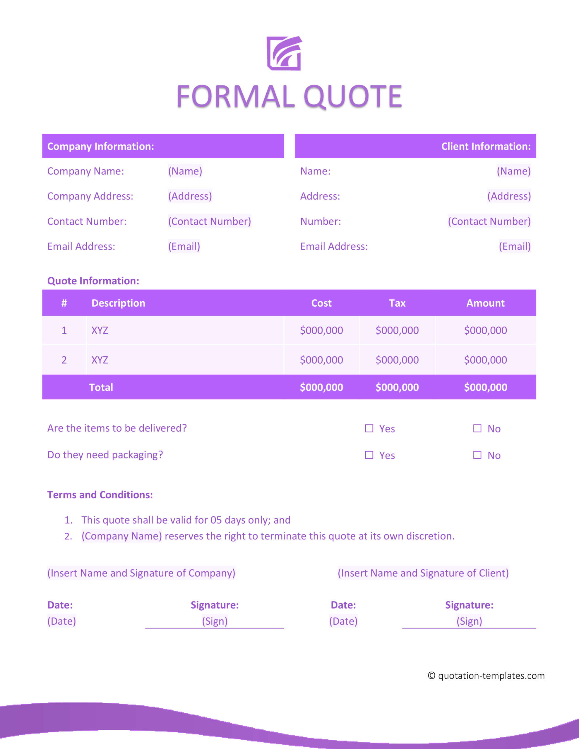Formal Quote Template - LVD