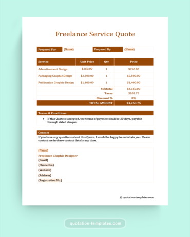 Freelance Service Quote Template - MSWord