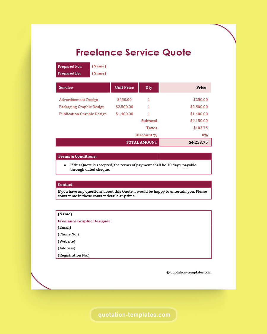 Freelance Service Quote Template - MSWord