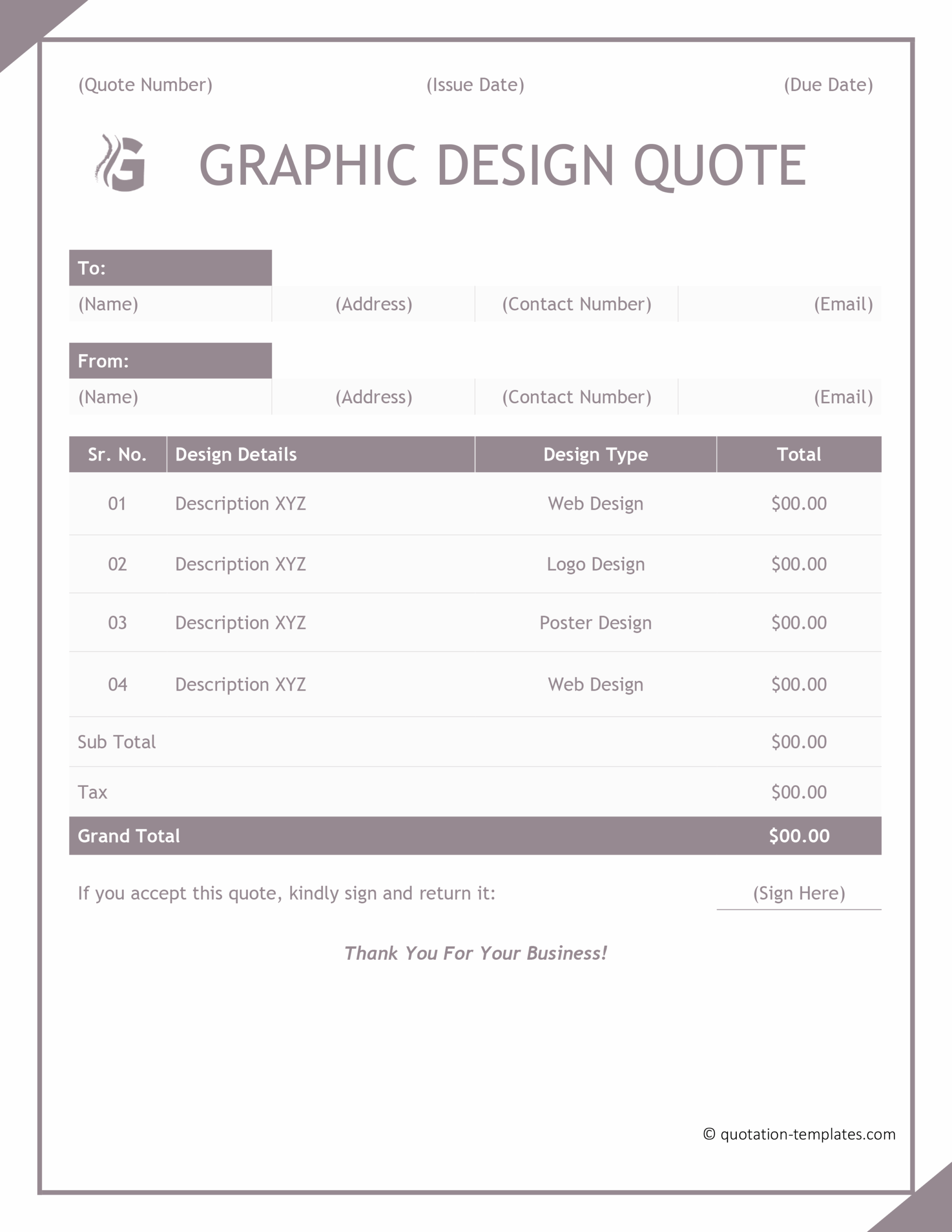 Graphic Design Quote Template - GRY