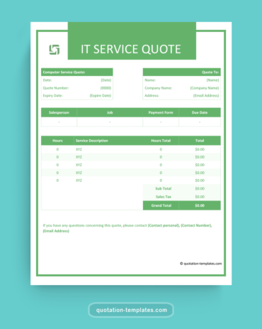 IT Service Quote Template - MSWord