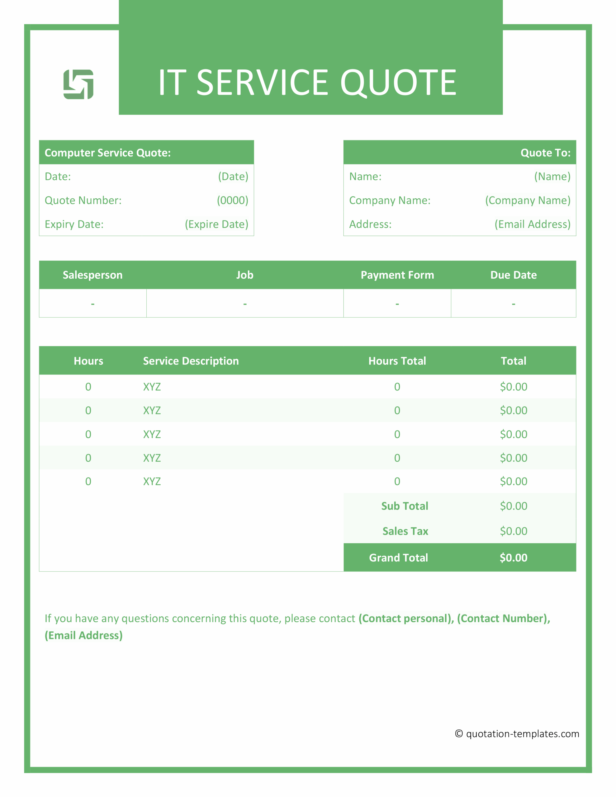 IT Service Quote Template - GRN