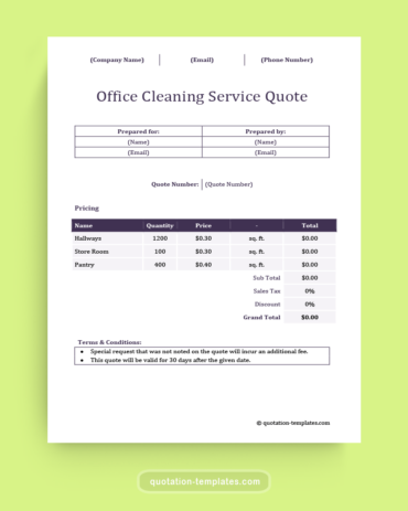 Office Cleaning Services Quote Template - MSWord