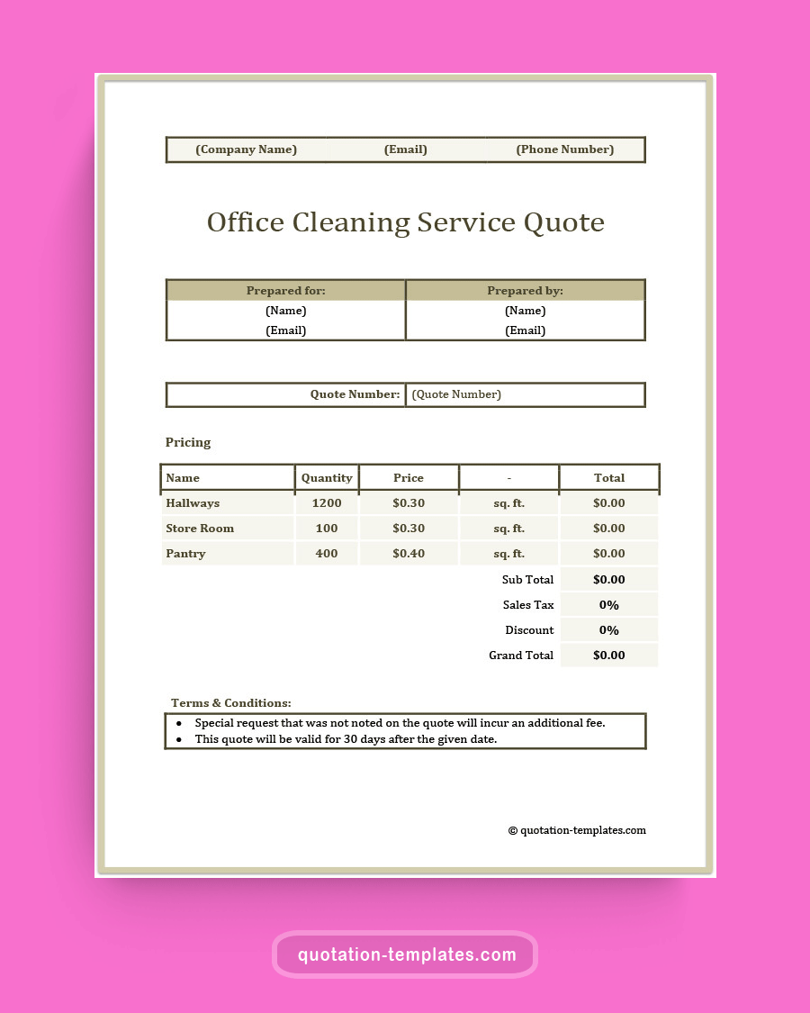 Office Cleaning Service Quote Template - MSWord