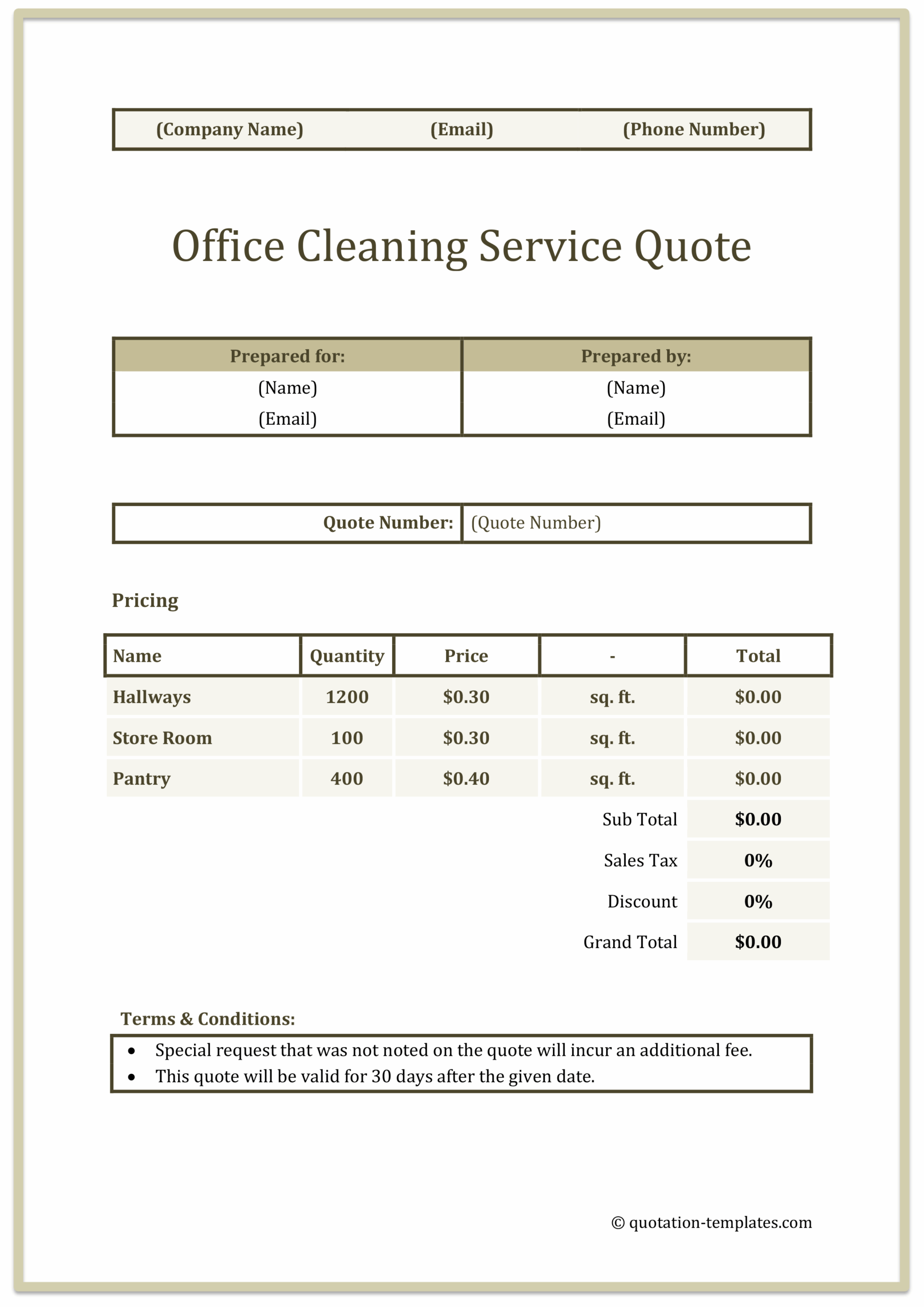 Office Cleaning Service Quote Template - TAN