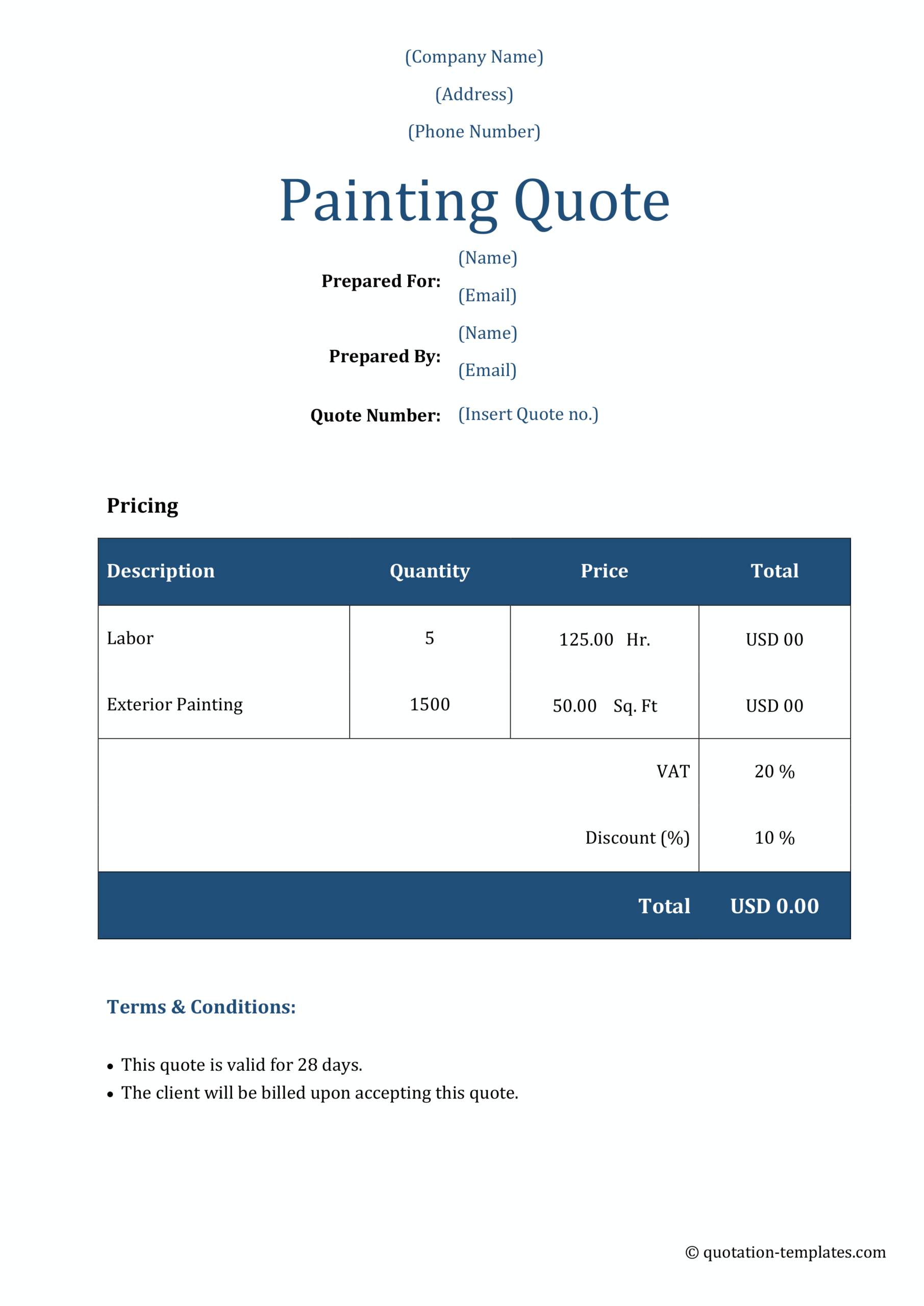 Painting Job Quote Template - BLU