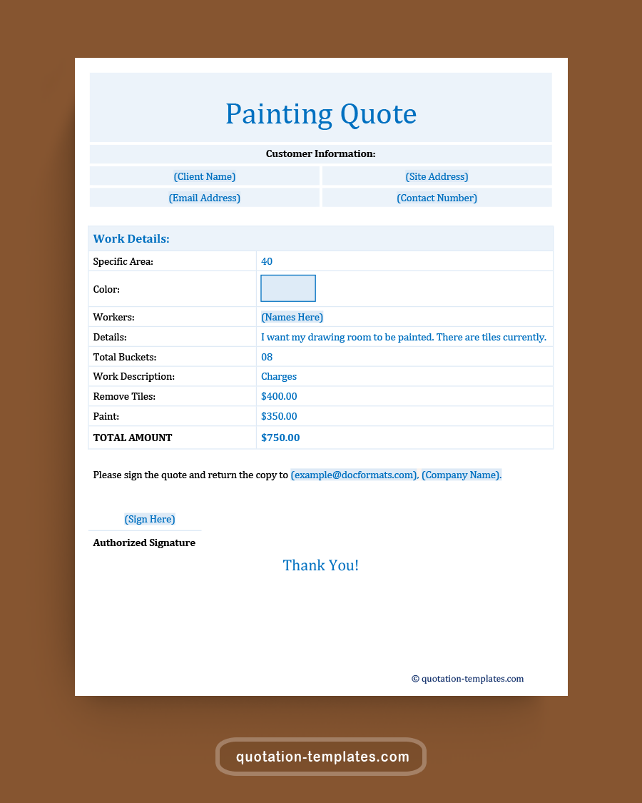 Painting Quote Template - MSWord