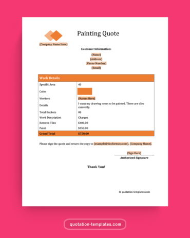 Painting Quote Template - MSWord