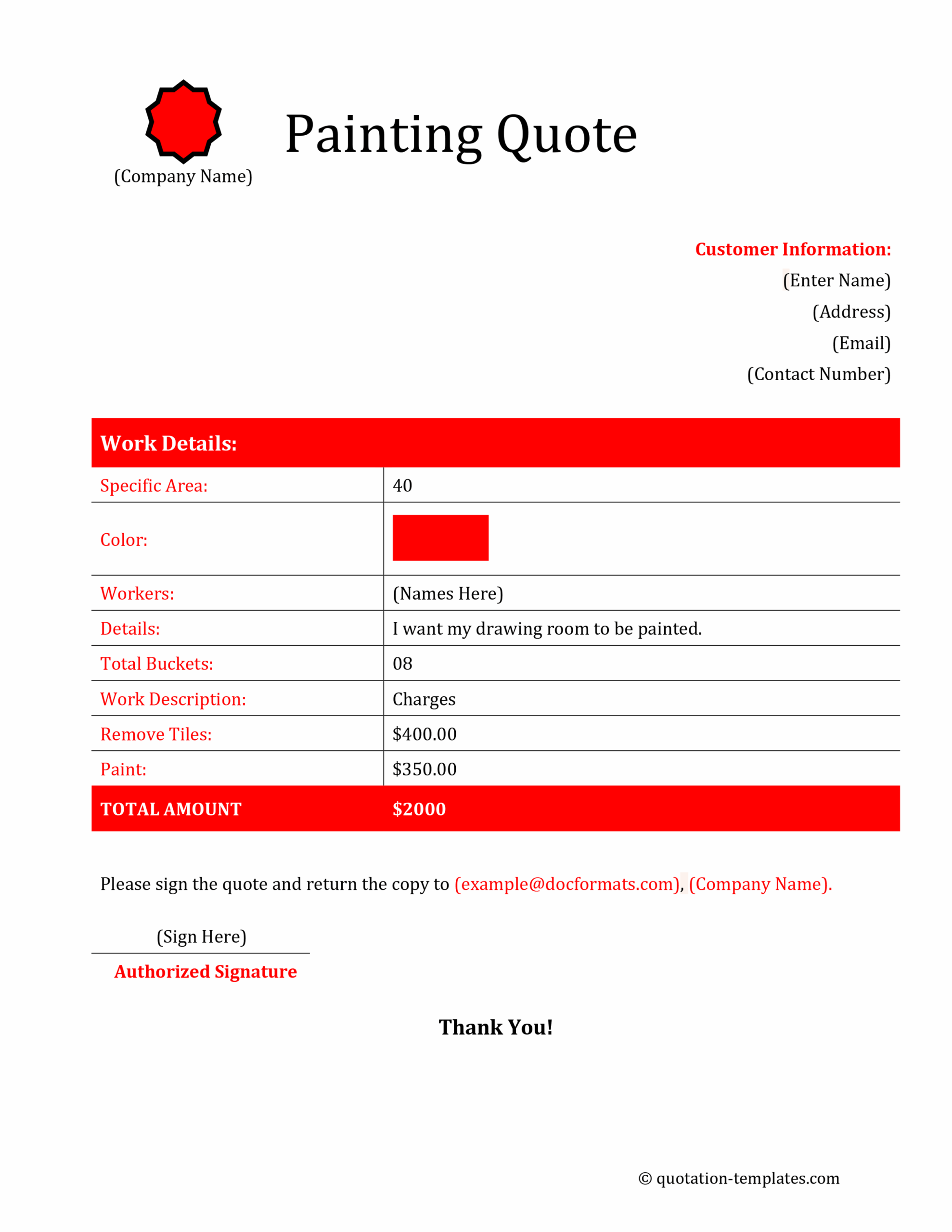 Painting Quote Template - RED