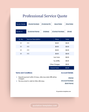 Professional Service Quote Template - MSWord
