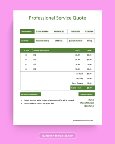 Professional Service Quote Template - MSWord