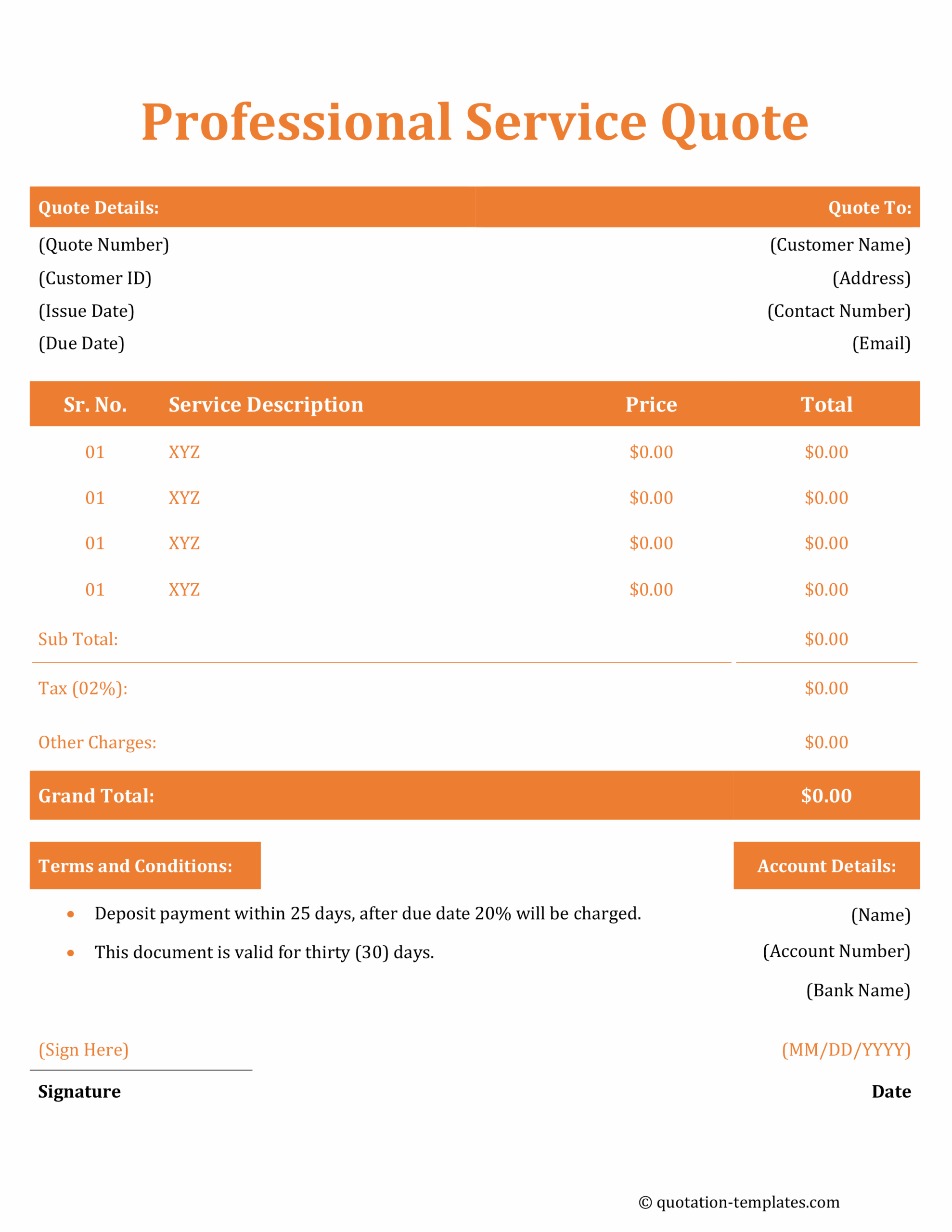 Professional Service Quote Template - ORG