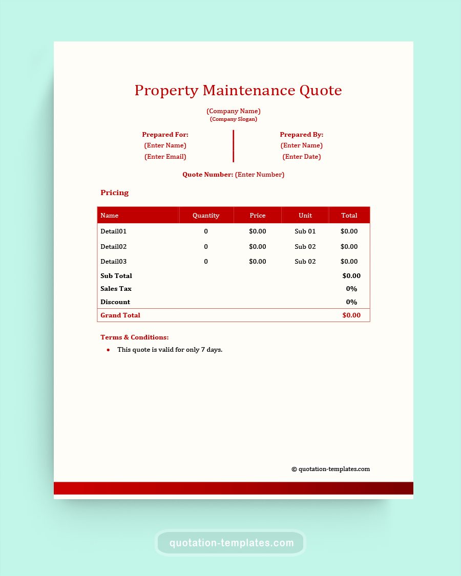 Property Maintenance Quote Template - MSWord