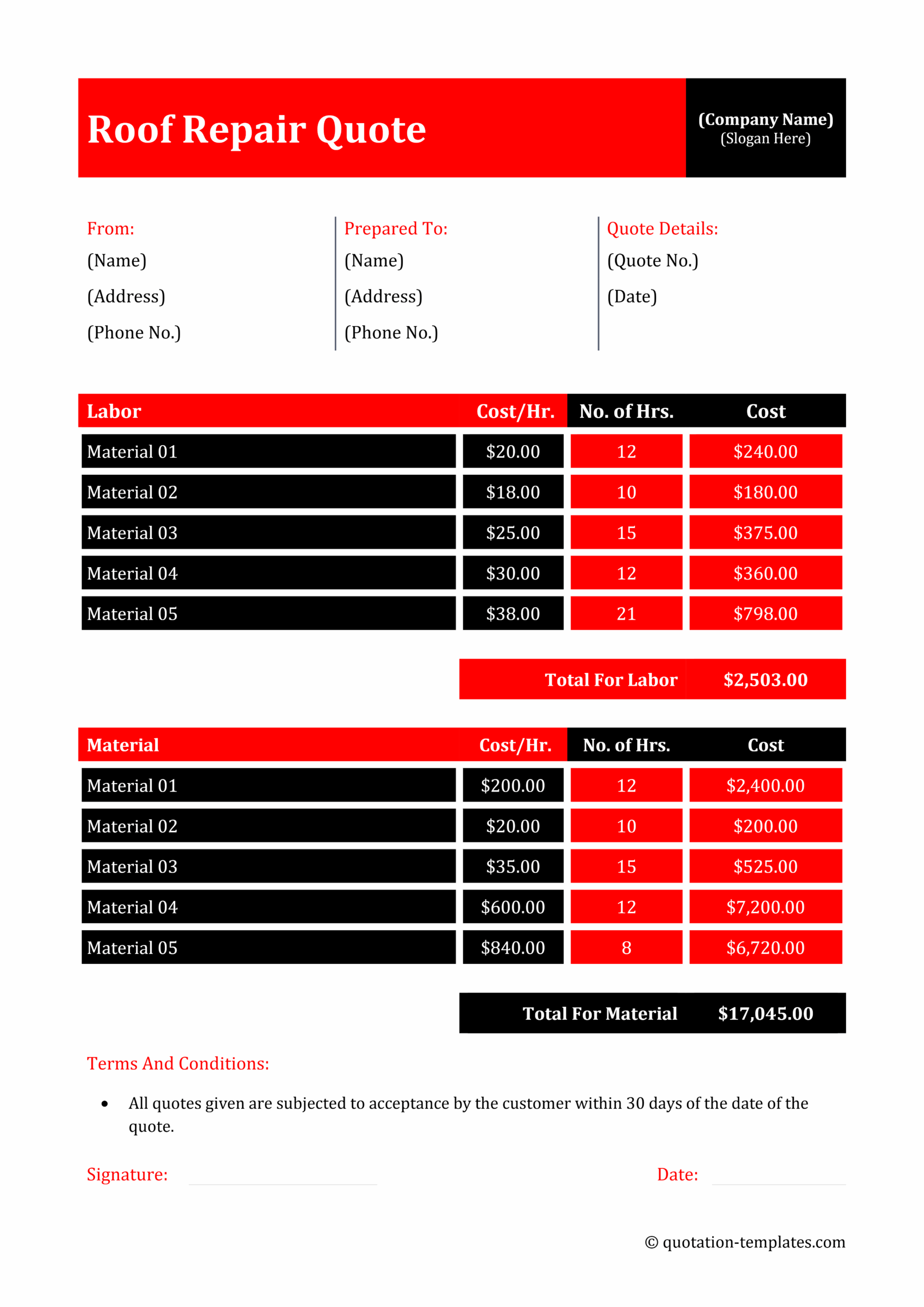 Roof Repair Quote - RED