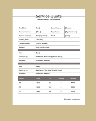 Service Quote Template - MS Word