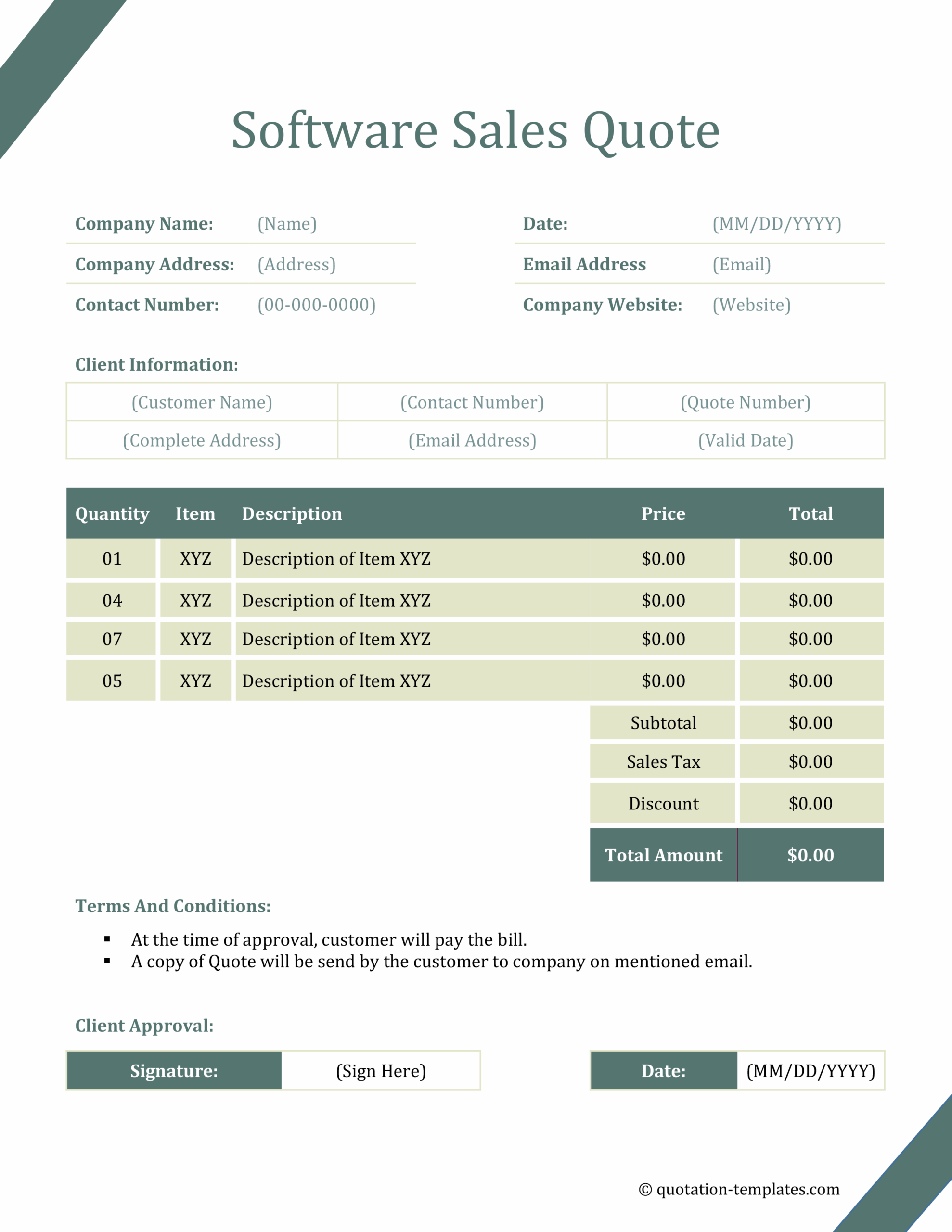 Software Sales Quote Template - GRN