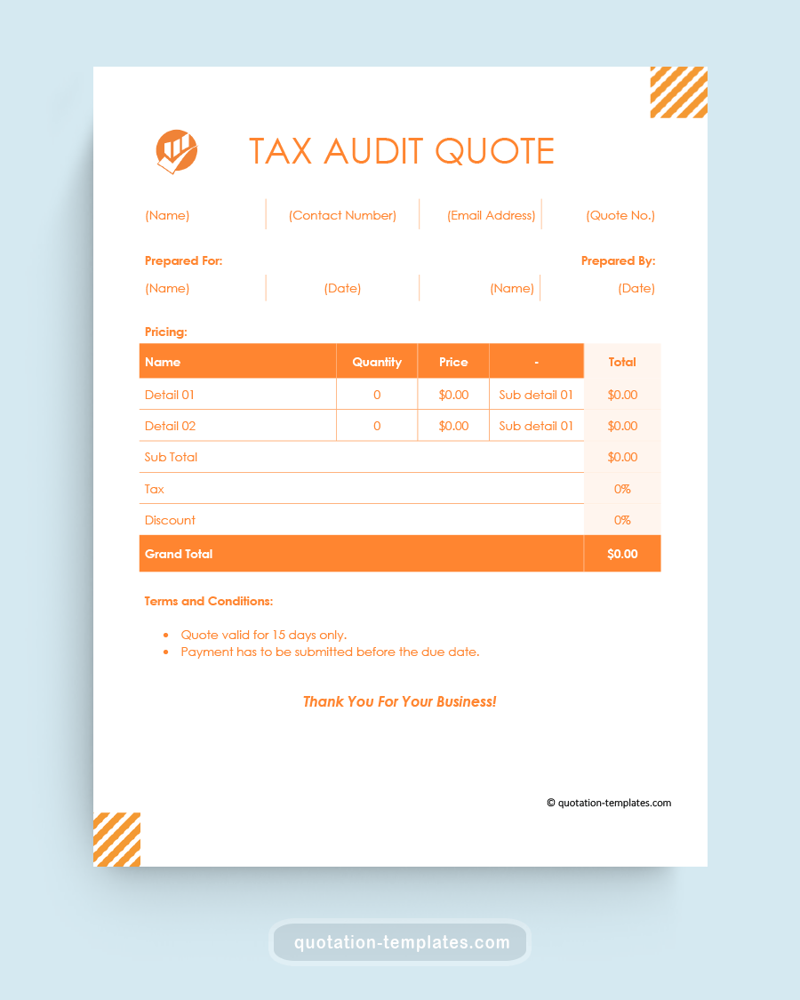 Tax Audit Quote Template - MSWord