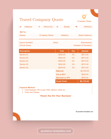 Travel Company Quote Template - MSWord