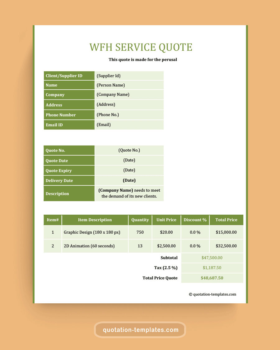 WFH Service Quote Template - MSWord