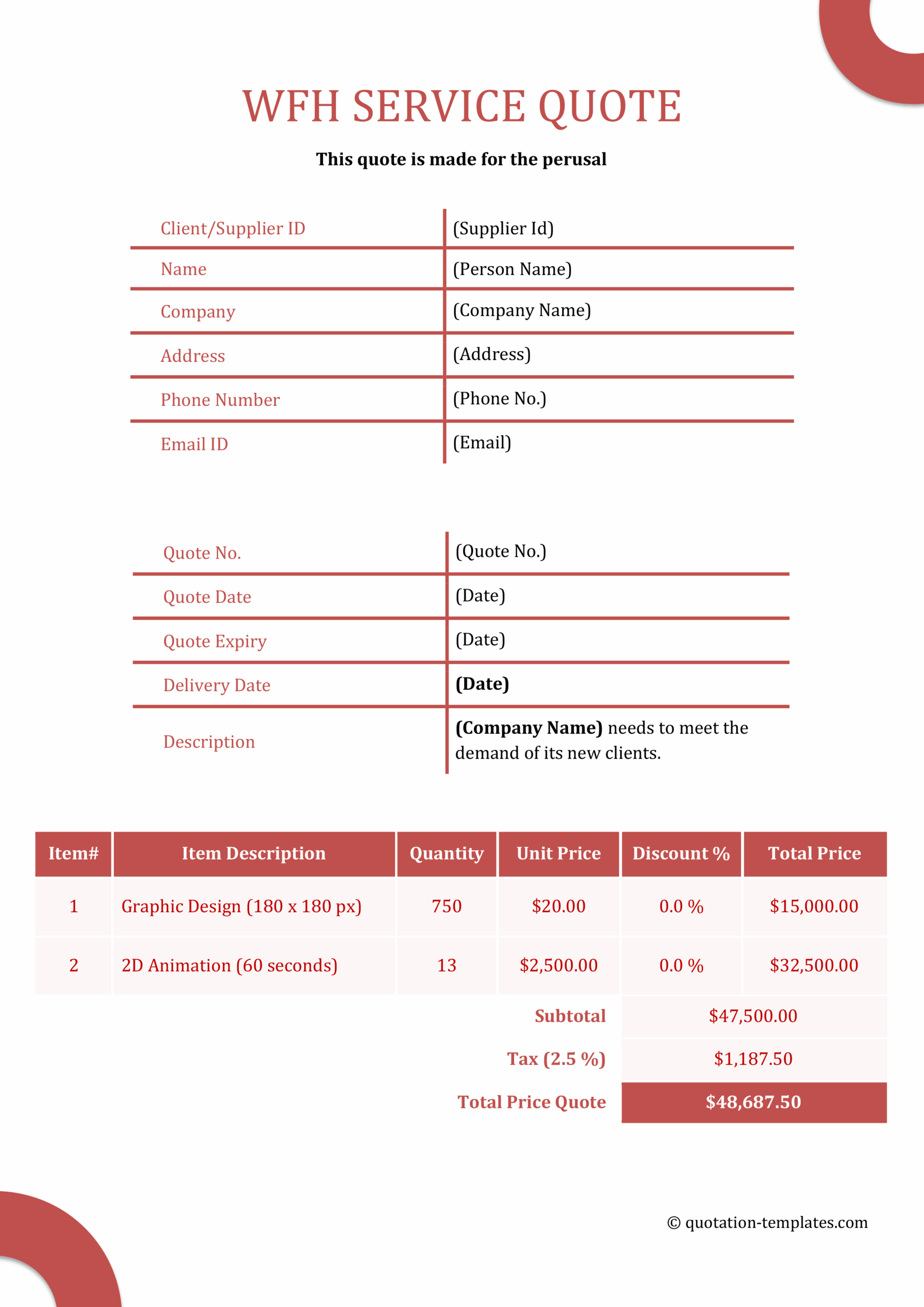 WFH Service Quote Template - RED