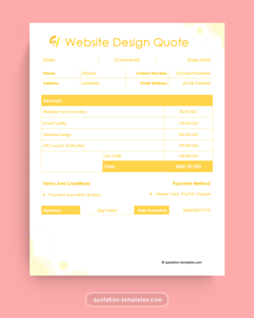 Website Design Quote Template - MSWord