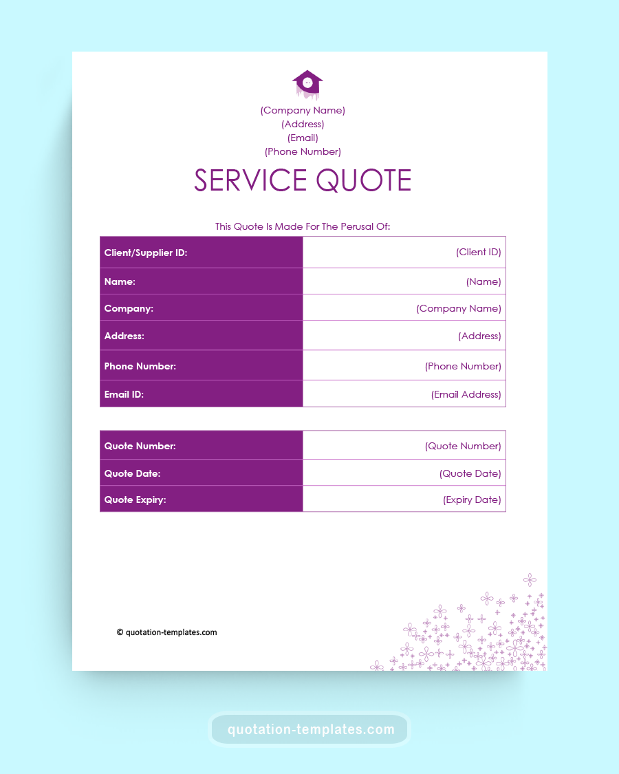 Work From Home Service Quote Template - MSWord