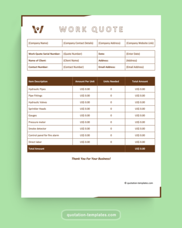 Work Quote Template - MSWord